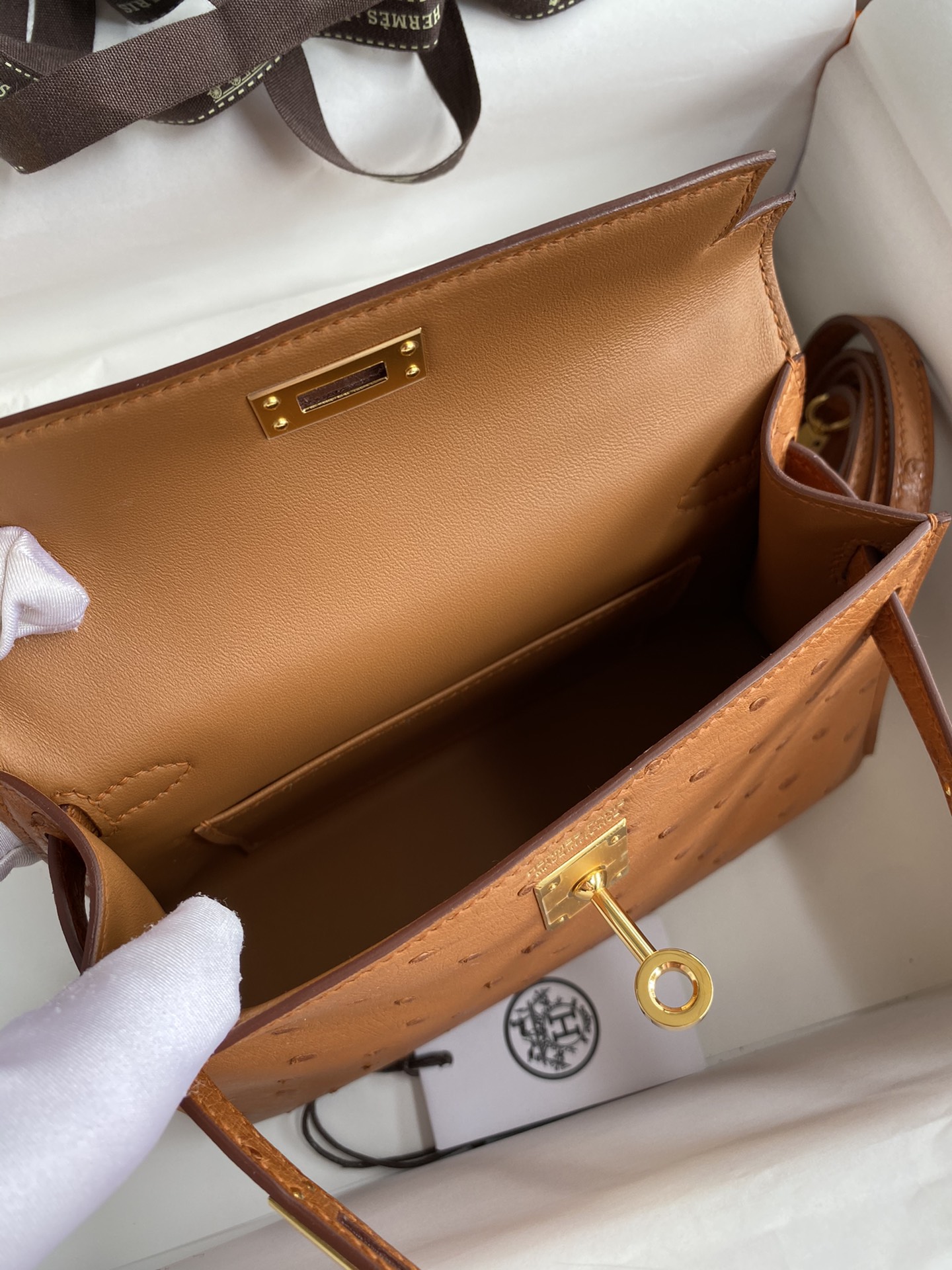 Hermes Kelly Mini II Bag 19CM In Brown Ostrich Leather